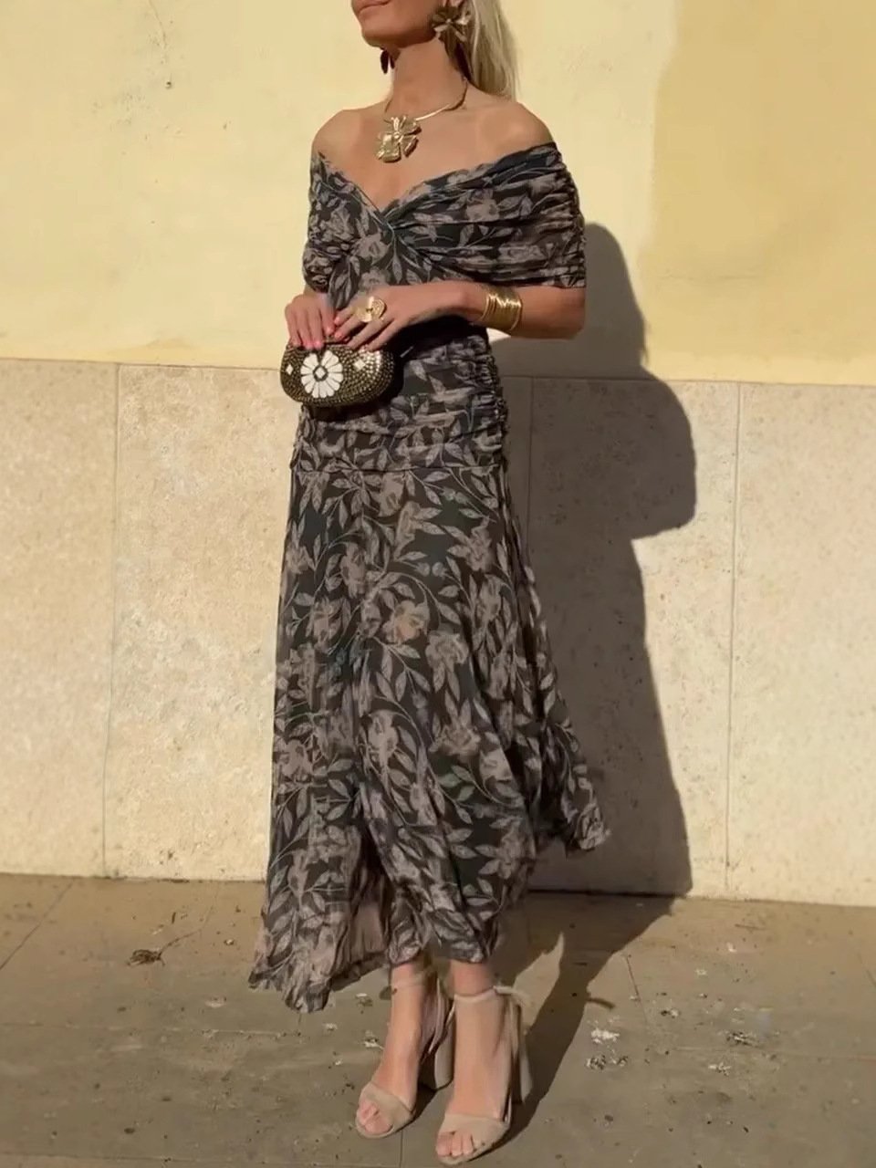 Serena™ | Lange Off-Shoulder Bloemenjurk