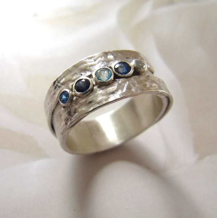 Blauwe Ingelegde Steen Zilveren Ring