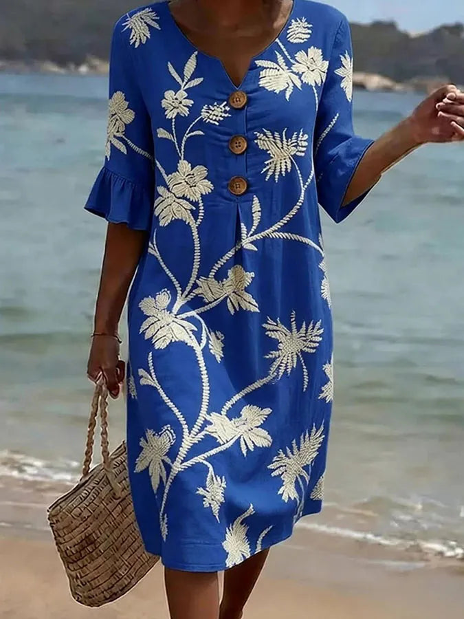 Casual damesjurk met bloemenprint.
