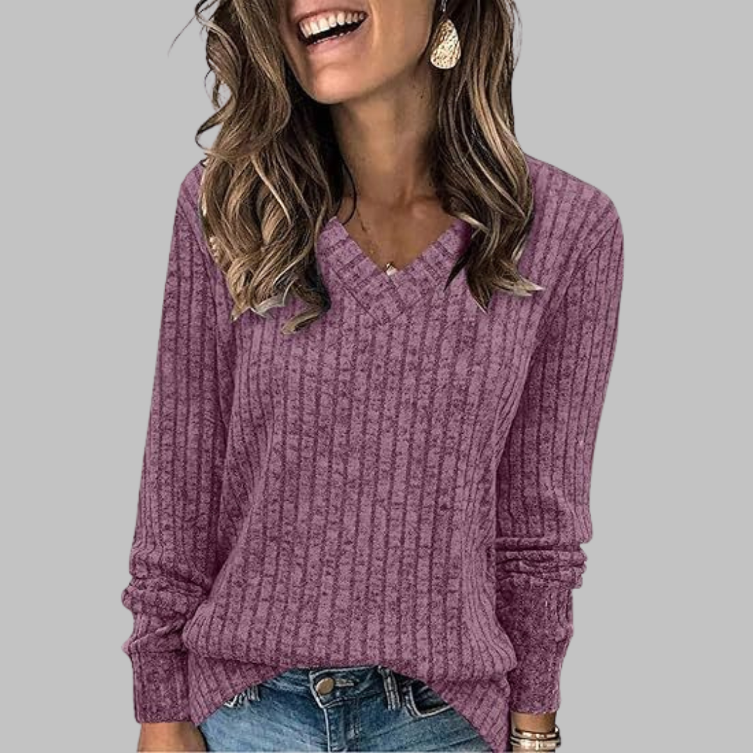 DERI™ - Comfortabele V-Hals Lange Mouwen Top