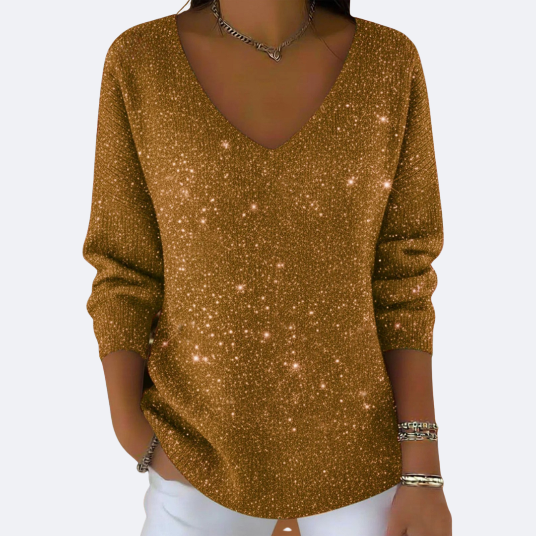 GIULIA - Elegante V-Hals Trui met Glitter