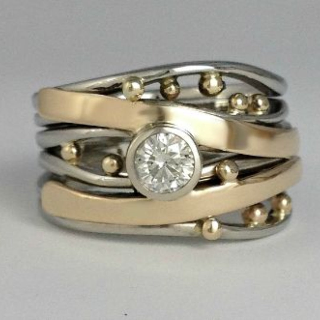 Royal - Vintage Gouden Ingelegde Zirkonia Ring