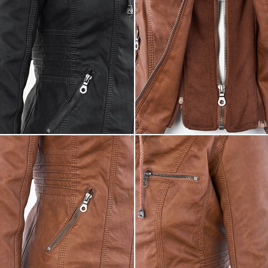 Odessa | Waterdichte Leren Jas met Hoodie