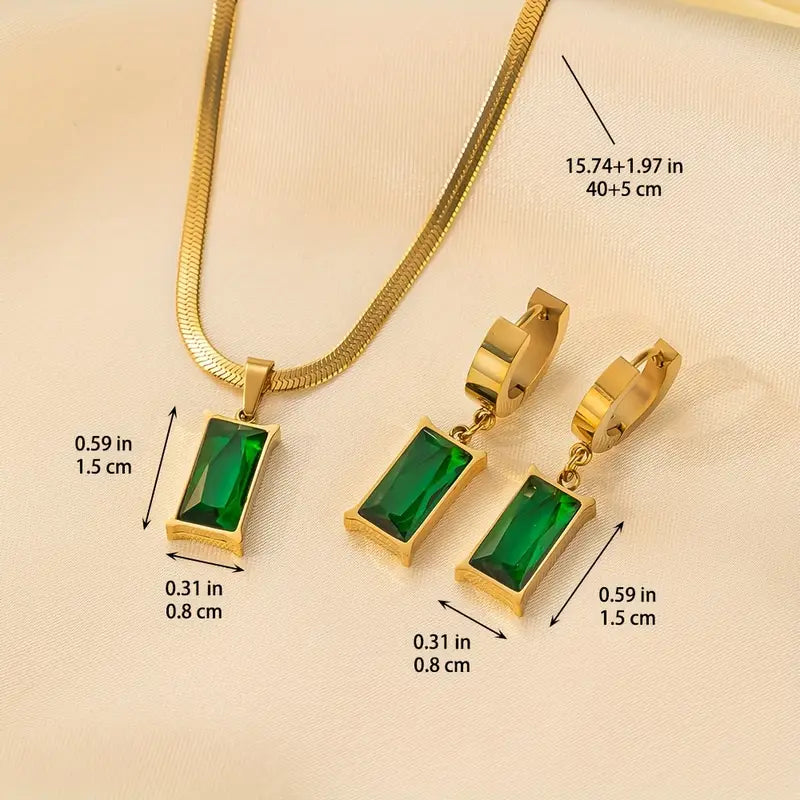 Gouden Set met Groene Smaragd Elegantie