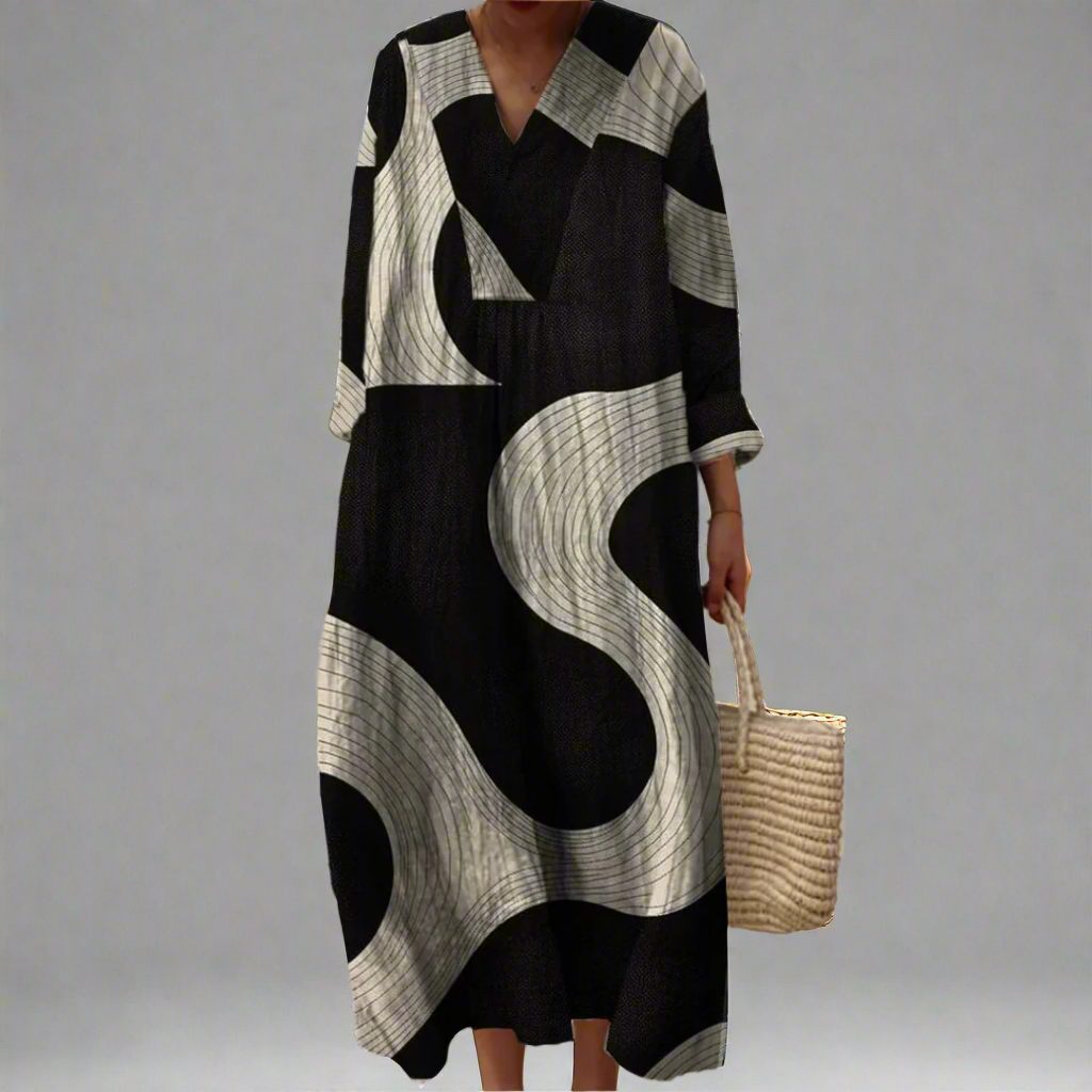 Claudine | Abstract Flow Maxi Jurk