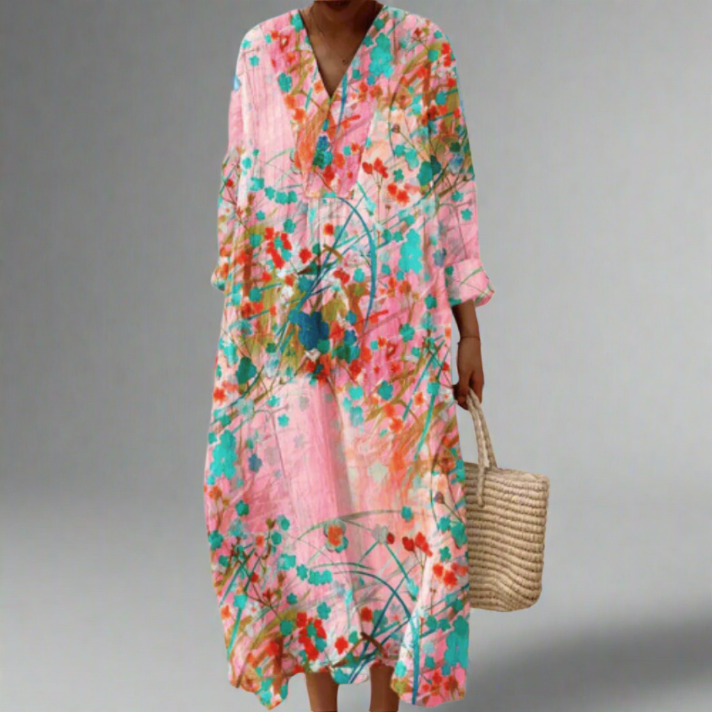 Lana | Zachte Bloesem Bloemen Maxi Jurk