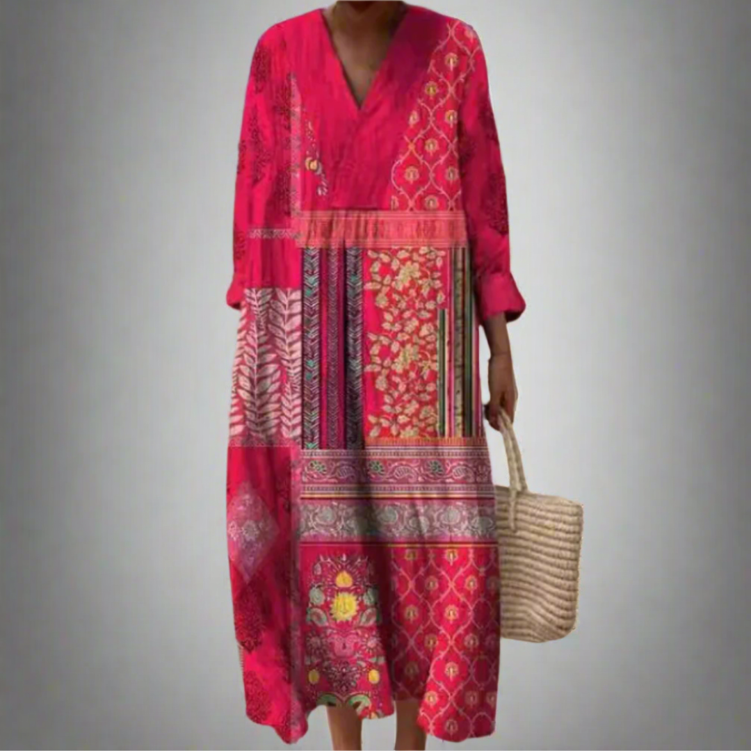 Maisie | Boho Patchwork Lange Midi Jurk