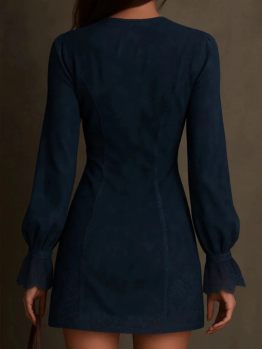 Eva's | Elegante Suède Kant Jurk