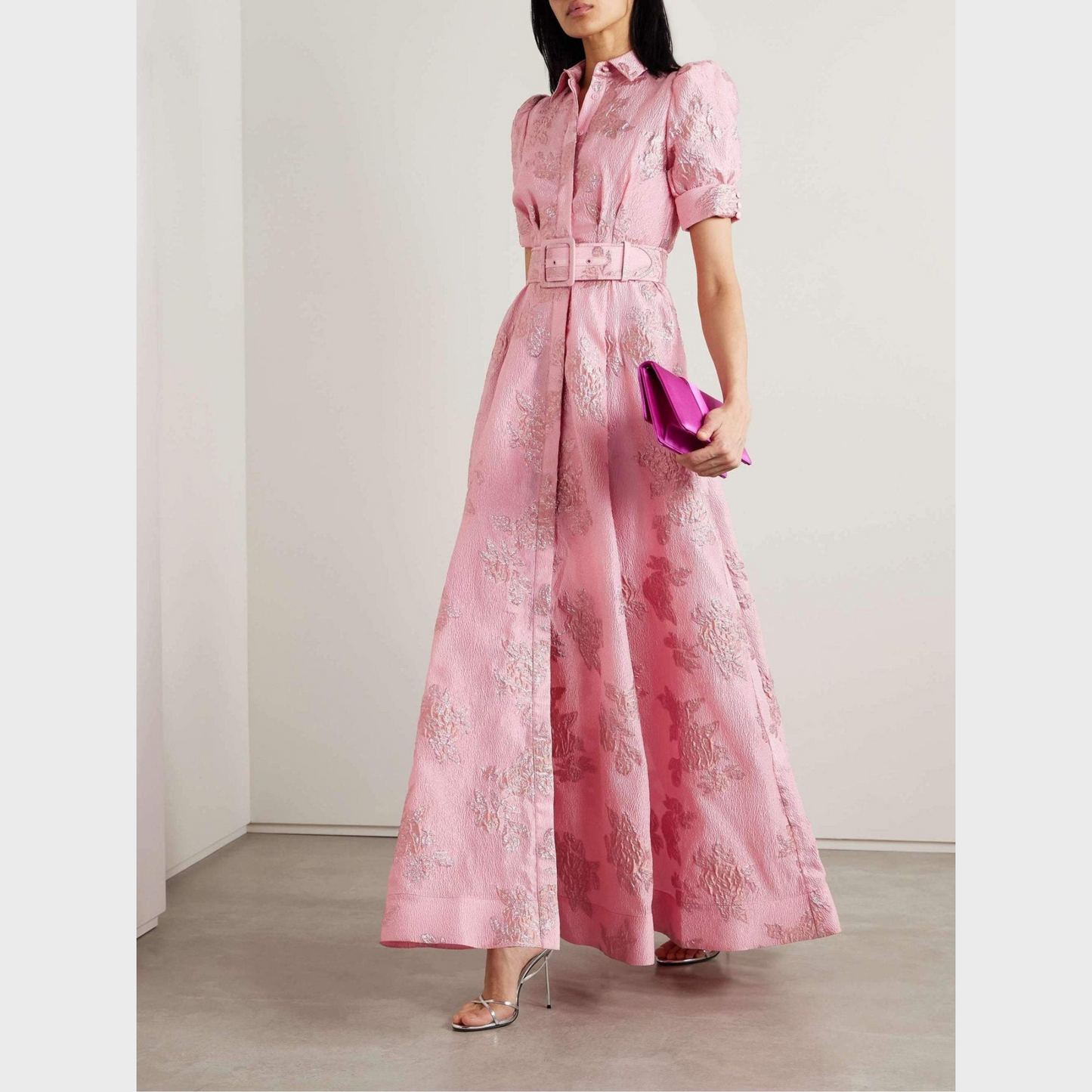 Beatrice™ | Roze Jurk met Volumineuze Mouwen