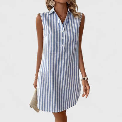 Annemiek - Stijlvolle Gestreepte Overhemdjurk