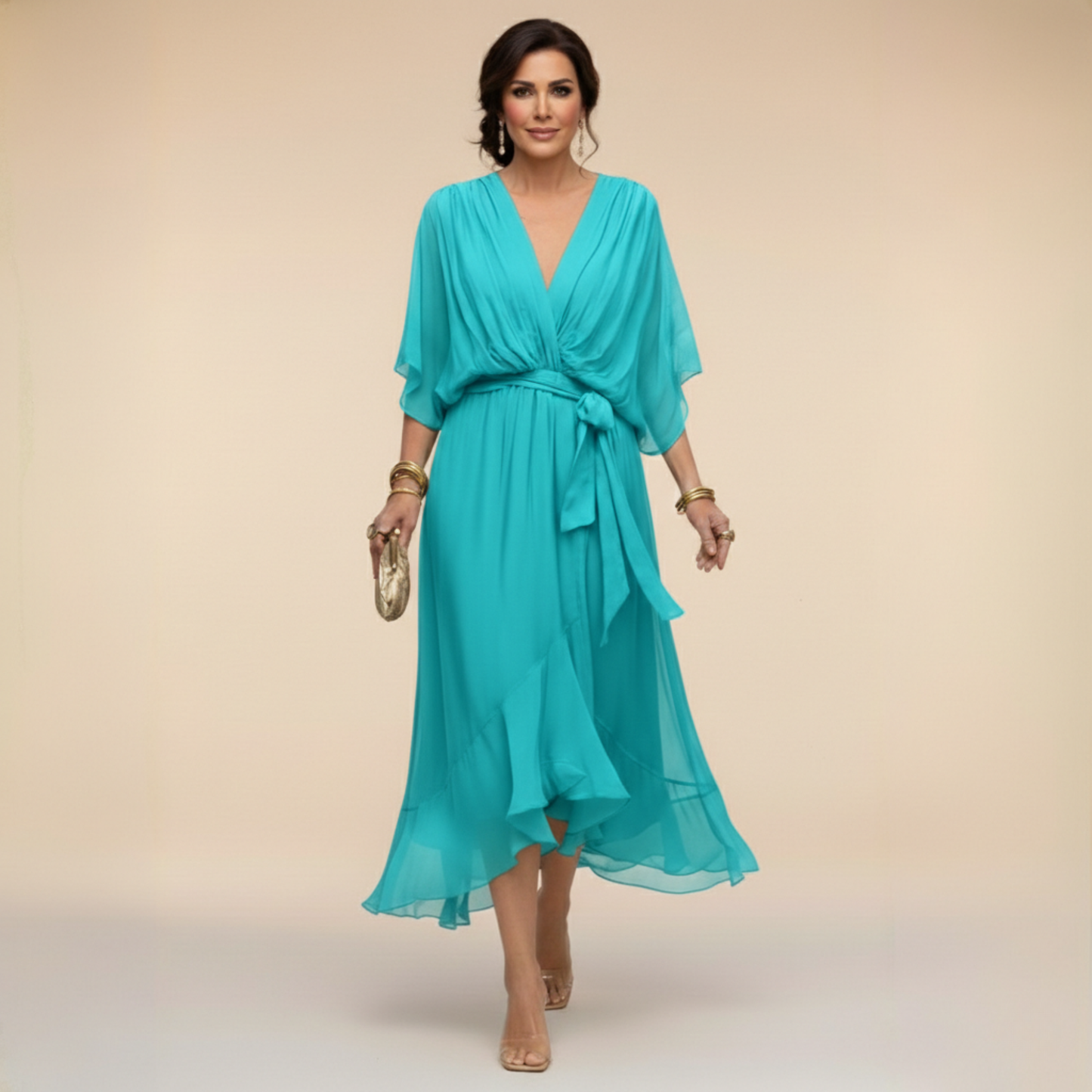MARTA™ | CHIFFON JURK MET V-HALS