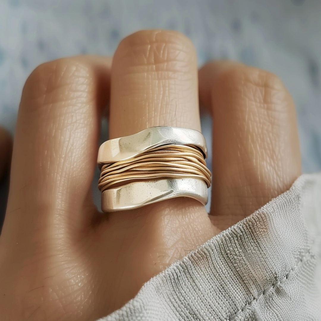 Gouden Draad Zilveren Ring
