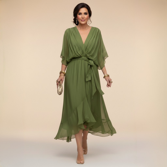MARTA™ | CHIFFON JURK MET V-HALS