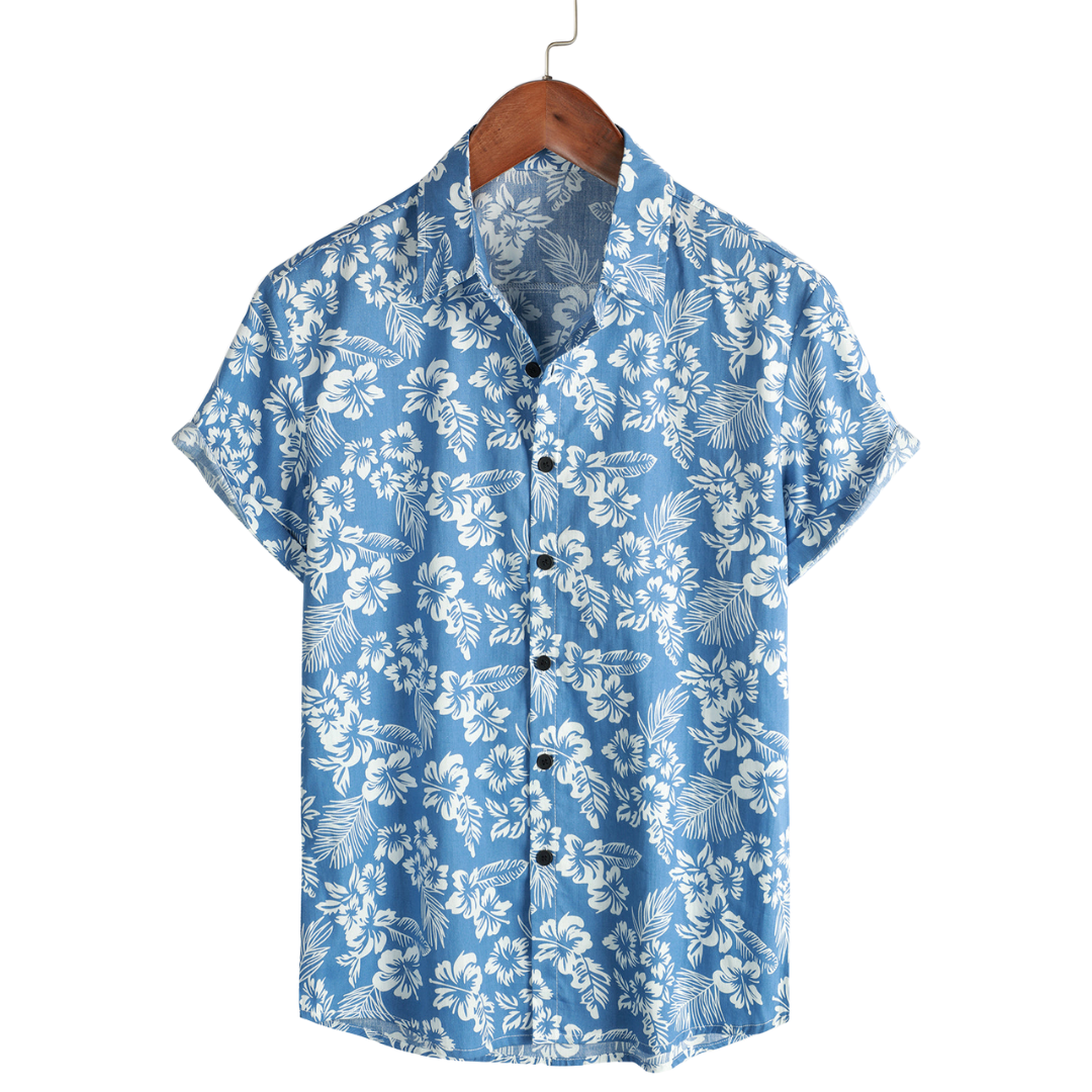 Korte Mouwen Bloemenpatroon Hawaiiblouse