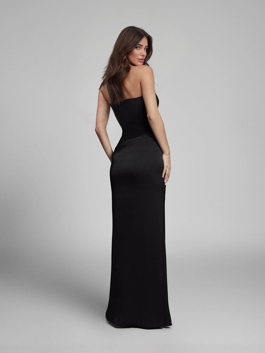 AMARA™ Strapless Satijnen Maxi Jurk