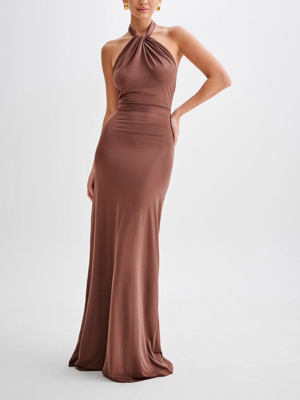 Slinky Halter Maxi Jurk - Lagune