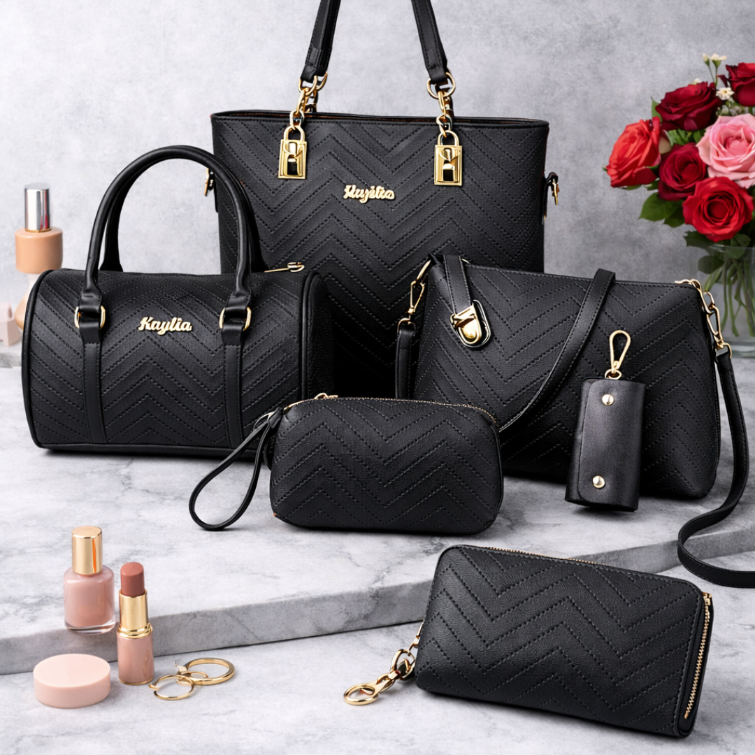 Amanda | Classic 6-Delige PU Leren Tote & Schoudertas Set