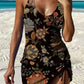 Fiesta – Grafische bloemen tankini met short, effect van een platte buik