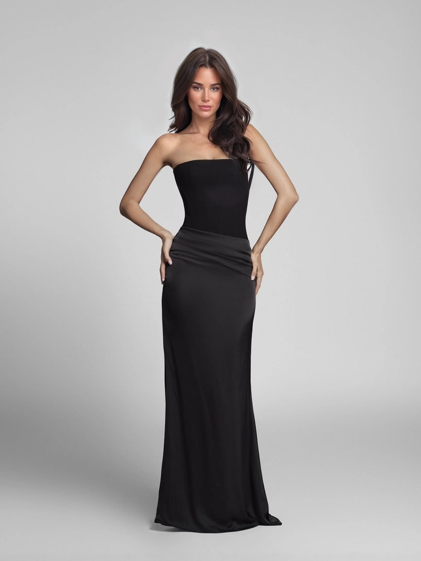 AMARA™ Strapless Satijnen Maxi Jurk