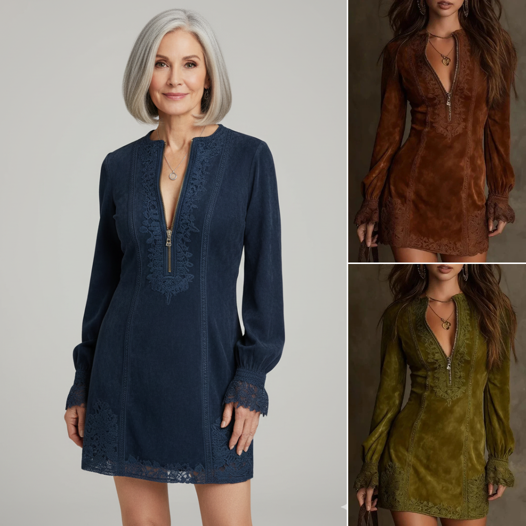 Eva's | Elegante Suède Kant Jurk