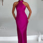 ZEYNEP | Elegante Satijnen Maxijurk met Halter-Uitsnijding