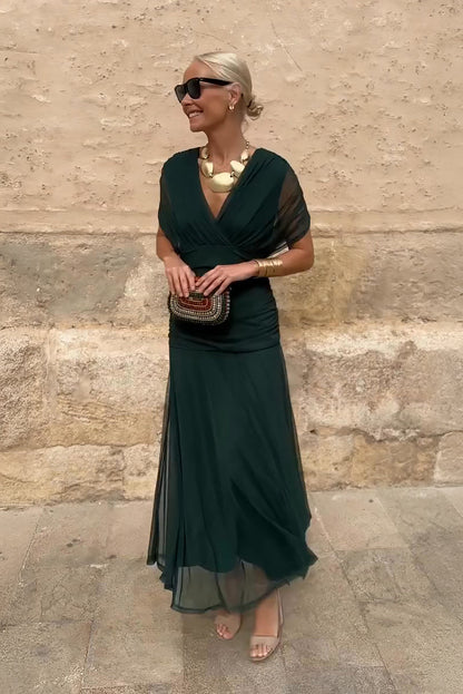 Louise | Elegante Maxi Feestjurk met V-hals