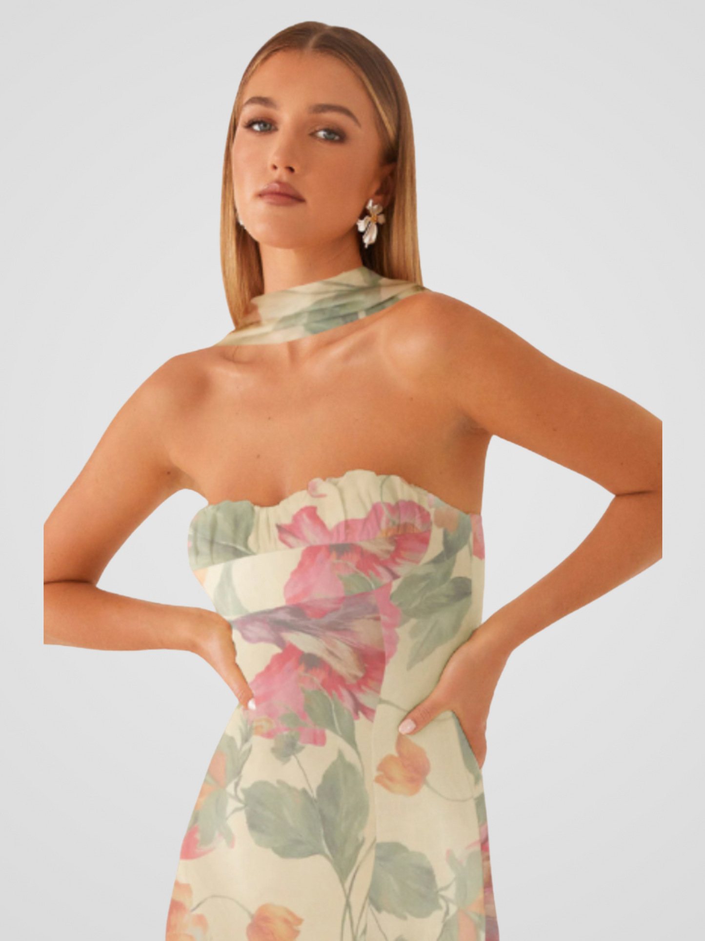 Aperti™ | Bloemen Chiffon Bandeau Jurk