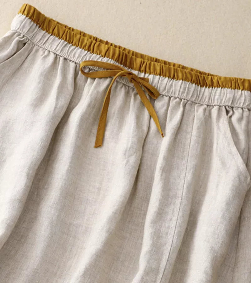 RICA | Lange Linnen en Katoen Rok met Ambachtelijke Details