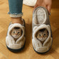 Comfortabele instap pantoffels met 3D kattengezicht