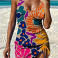Fiesta – Grafische bloemen tankini met short, effect van een platte buik