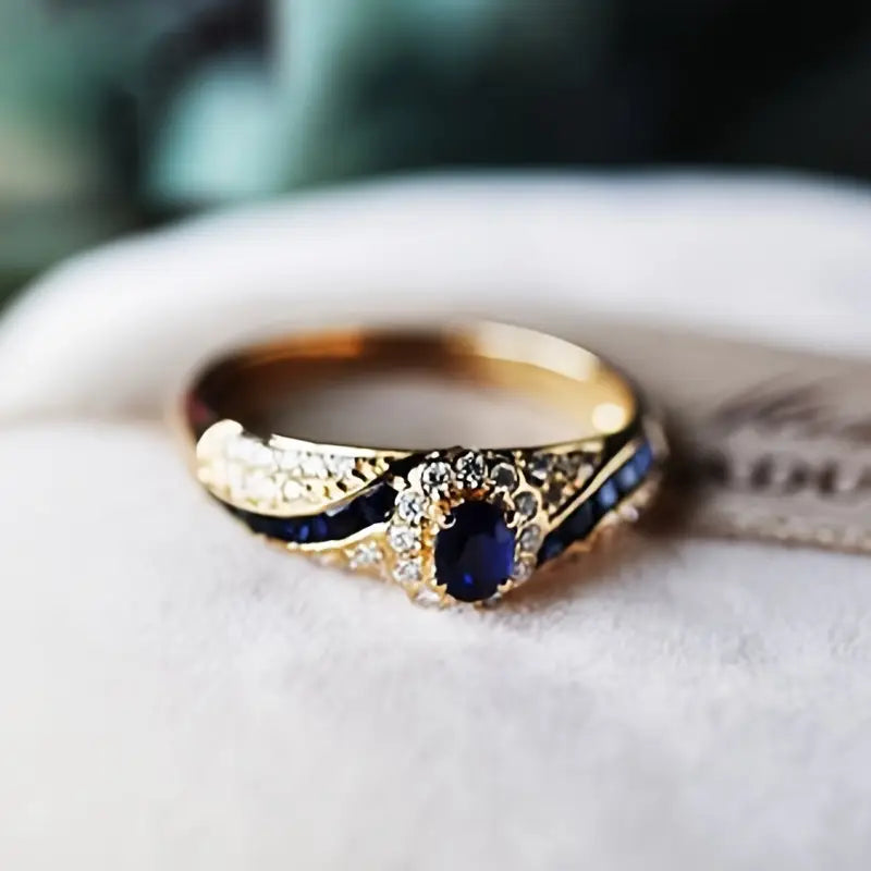 Exclusieve Blauwe Gouden Ring