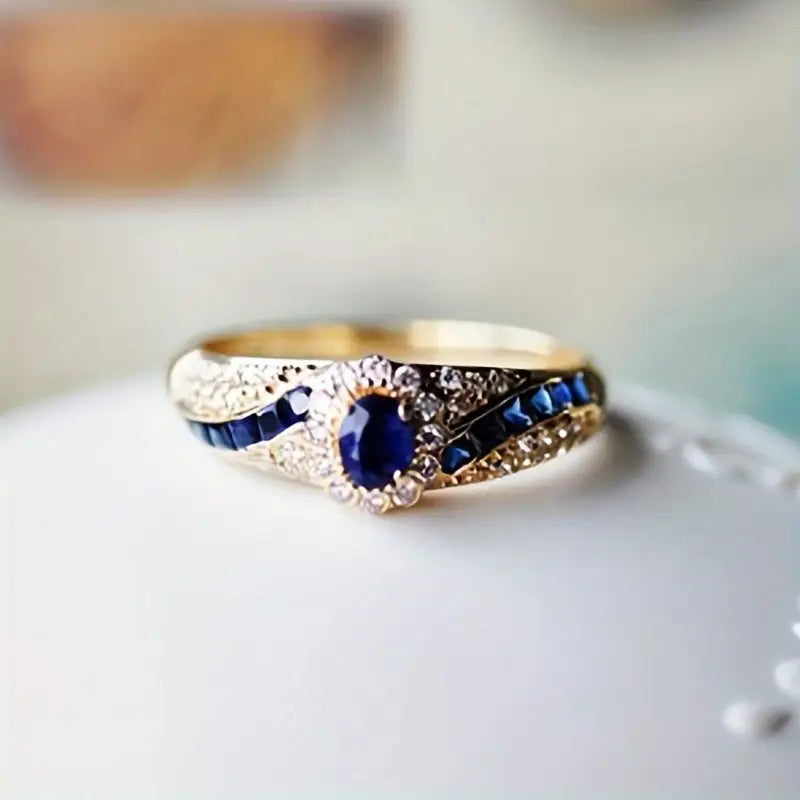 Exclusieve Blauwe Gouden Ring
