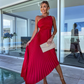 ELLA | One-Shoulder-Plissé-Midikleed