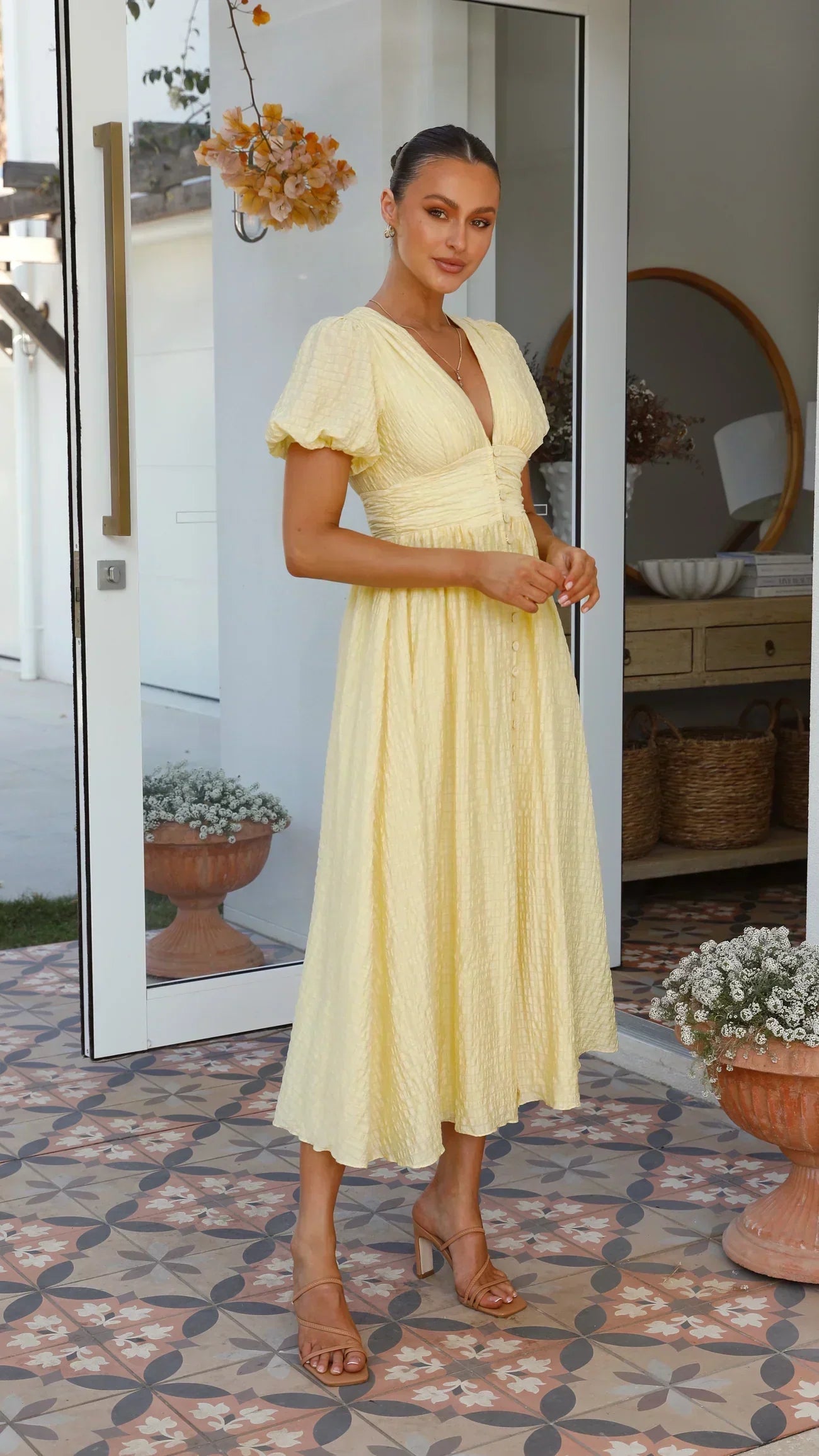 Caterina™ | Roze Jurk met Volumineuze Mouwen