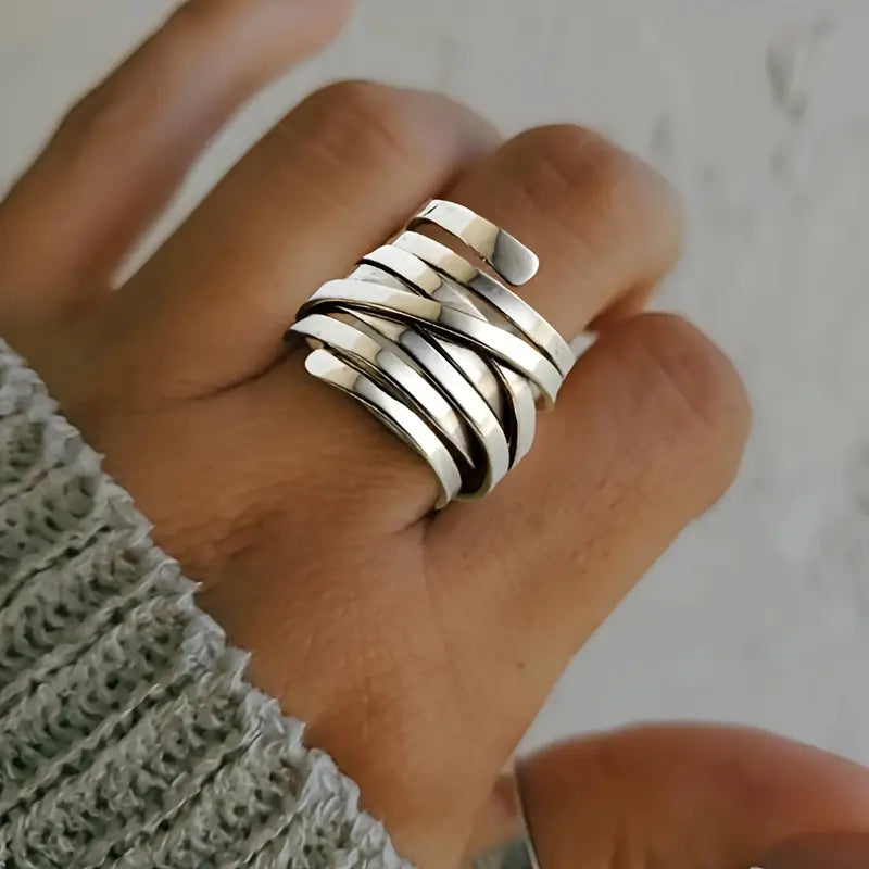 Bliss - Vintage Dikke Laag Zilveren Ring