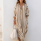 Naomi | Lange Mouwen Gestreepte Midi Shirtjurk