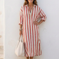 Naomi | Lange Mouwen Gestreepte Midi Shirtjurk