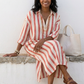 Naomi | Lange Mouwen Gestreepte Midi Shirtjurk