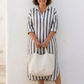 Naomi | Lange Mouwen Gestreepte Midi Shirtjurk