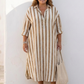 Naomi | Lange Mouwen Gestreepte Midi Shirtjurk