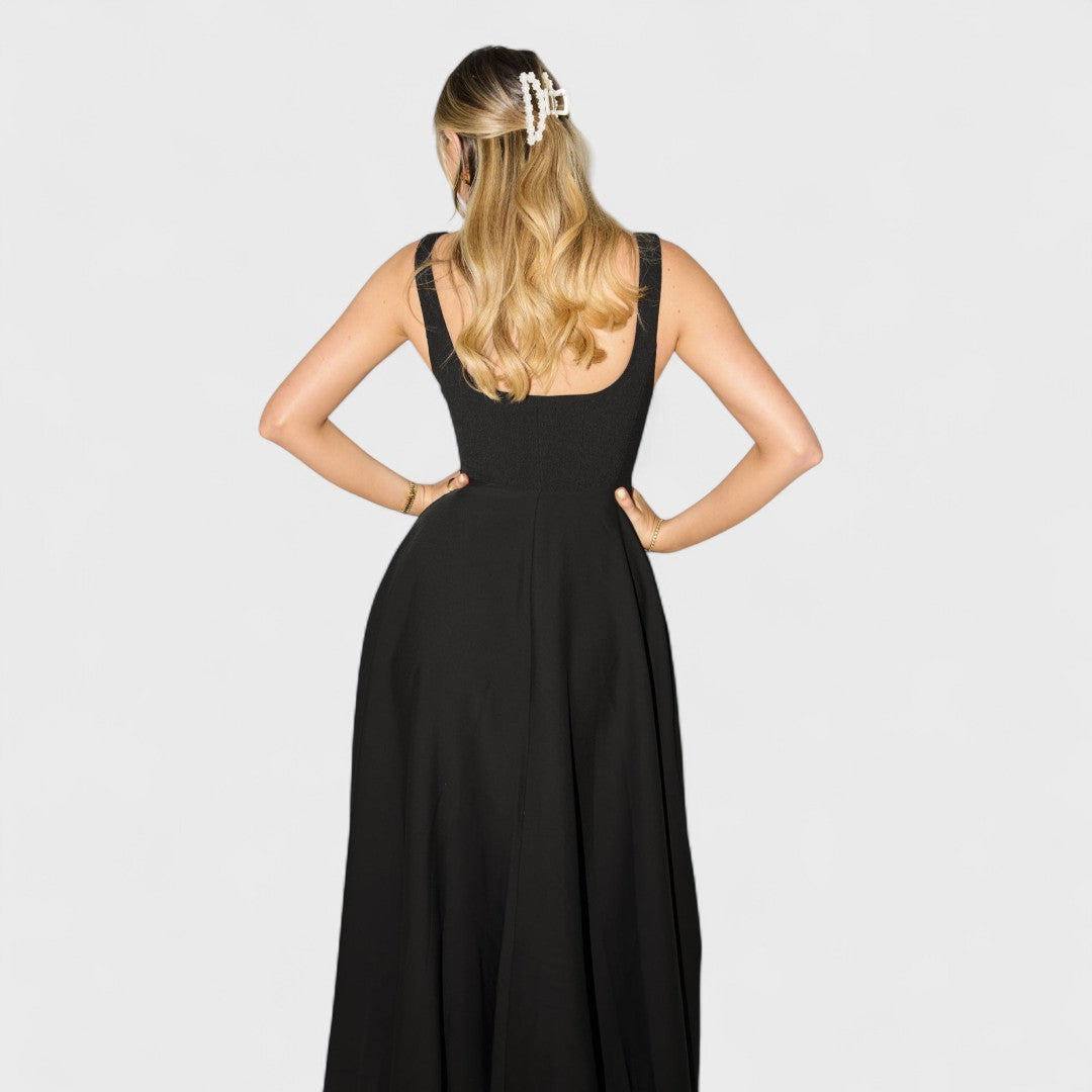 Amelia – Tijdloze Midi-jurk met Vloeiende Pasvorm