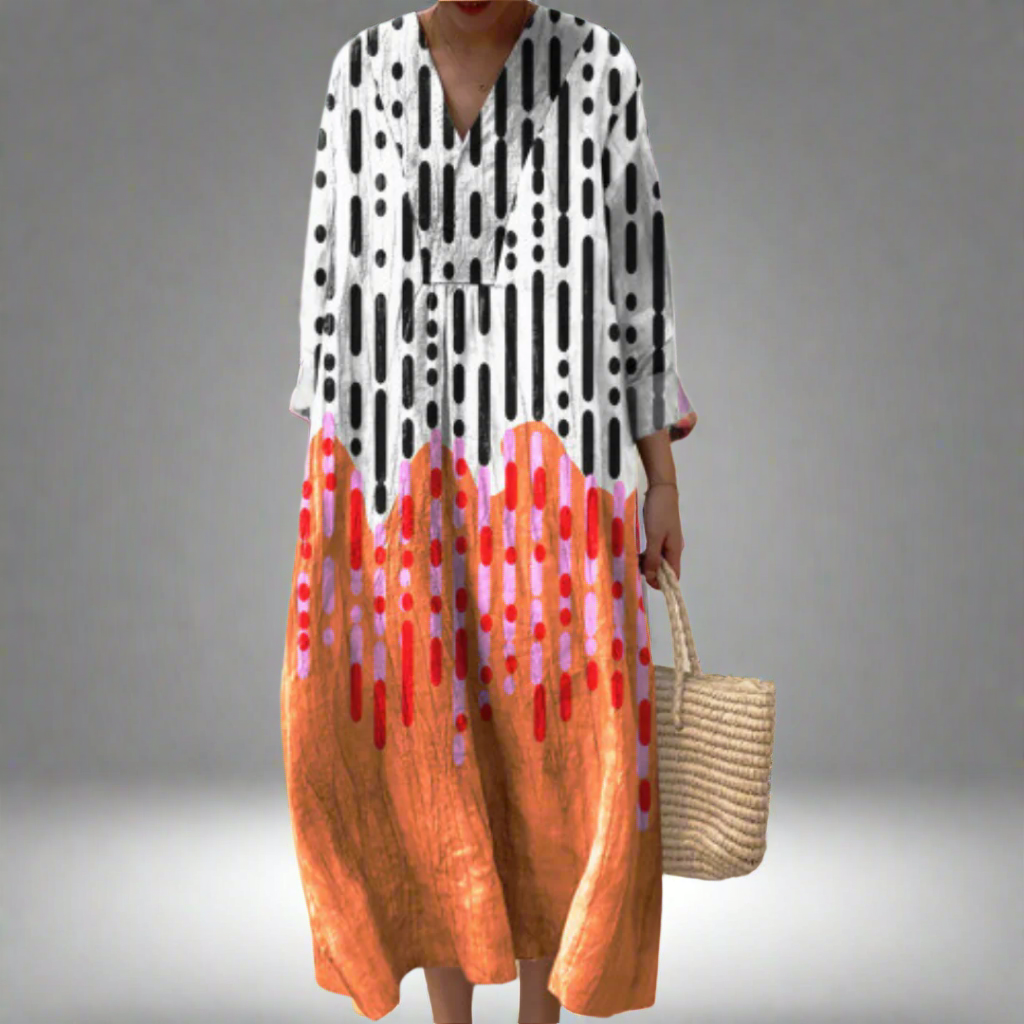 Tessa | Abstracte Drip Print Maxi Jurk
