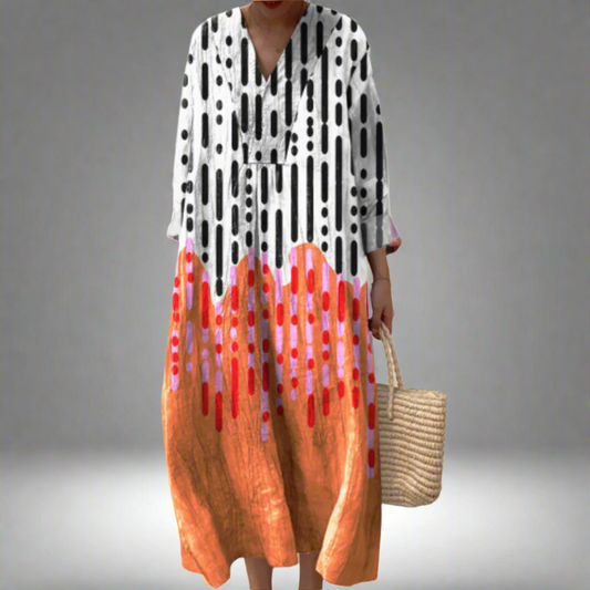 Tessa | Abstracte Drip Print Maxi Jurk