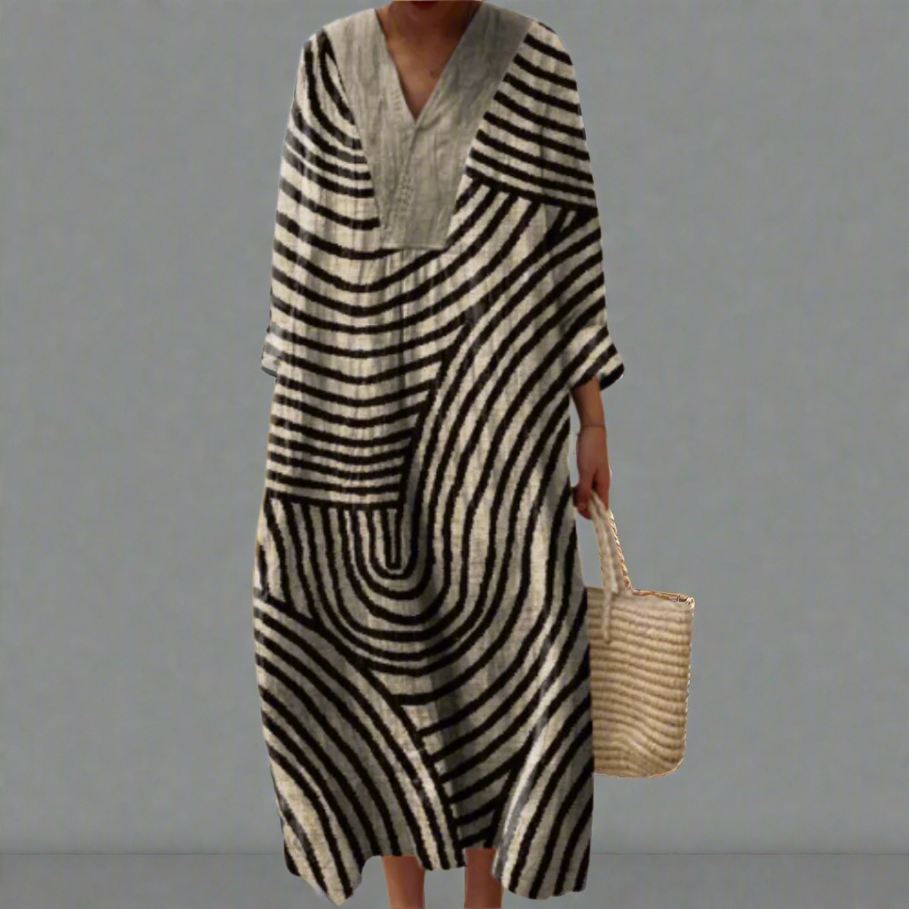 Irene | Monochrome Maze Flow Jurk