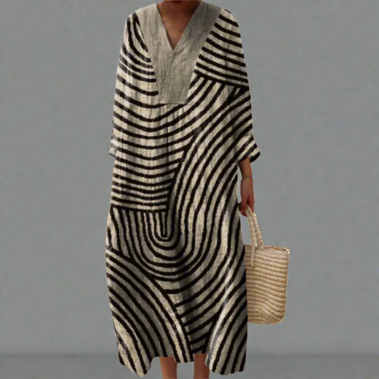 Irene | Monochrome Maze Flow Jurk