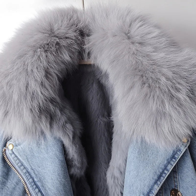 Margaux | Denim jasje met faux fur kraag