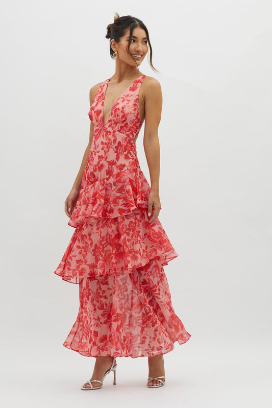 LISA | Bloemige Volant Maxi Jurk