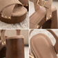 Sandalen Gaia — taupe, gekruiste banden en gouden studs