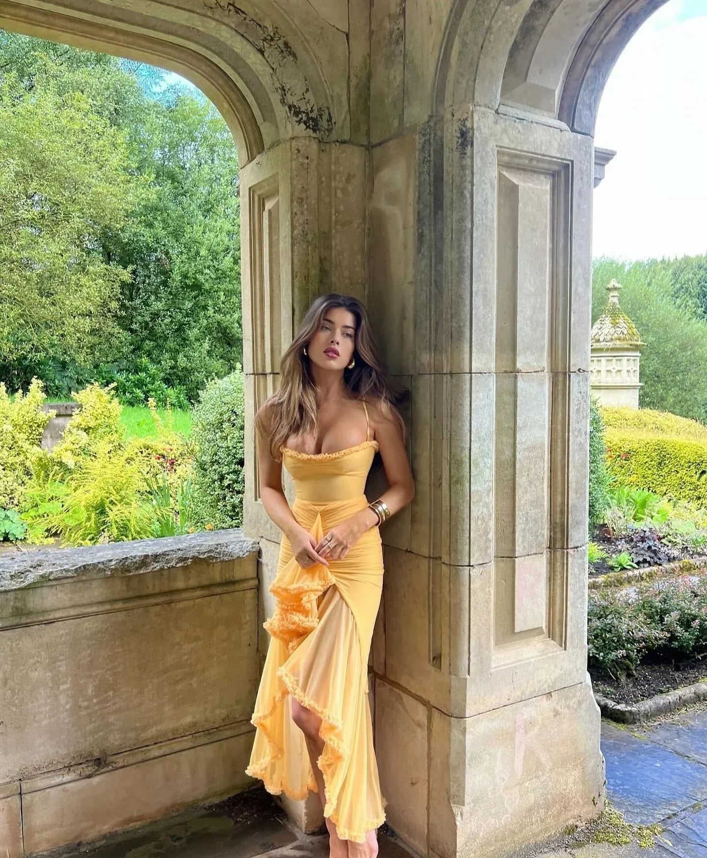 Clarissa™ | Gele Net Maxi Jurk