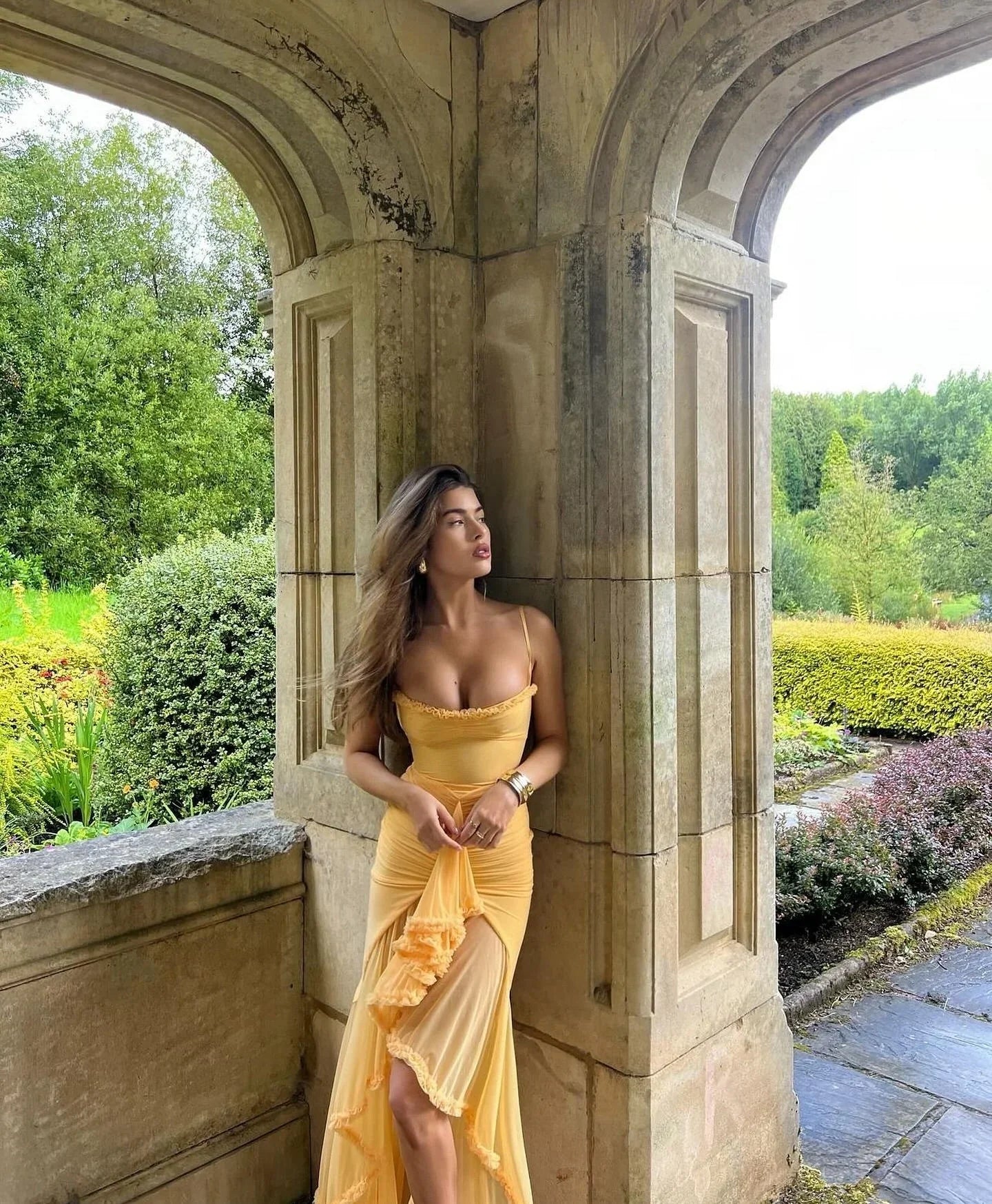 Clarissa™ | Gele Net Maxi Jurk